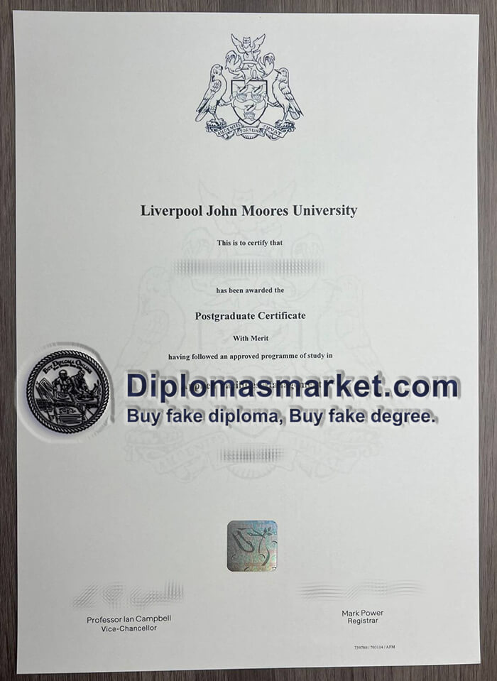 Liverpool John Moores University diploma, order LJMU certificate