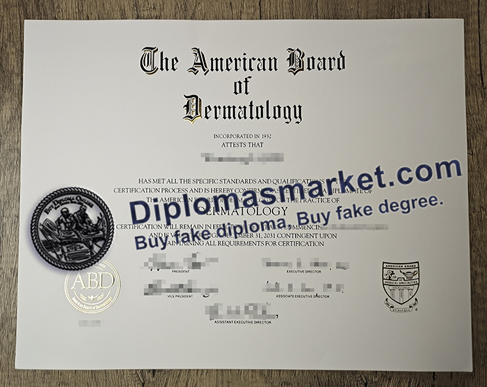 order a American Board of Dermatology certificate