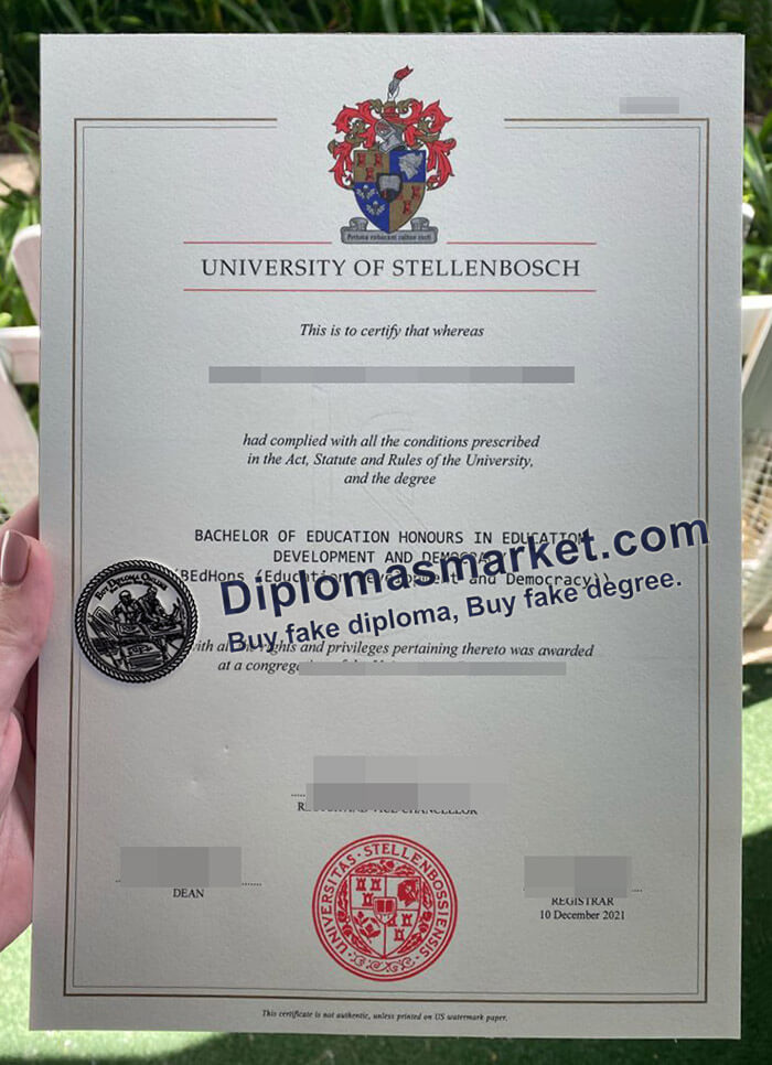 order University of Stellenbosch diploma