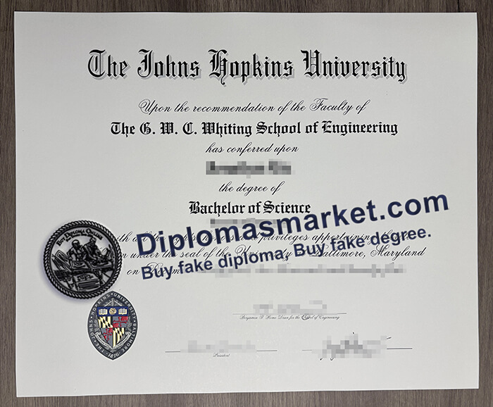 Johns Hopkins University diploma