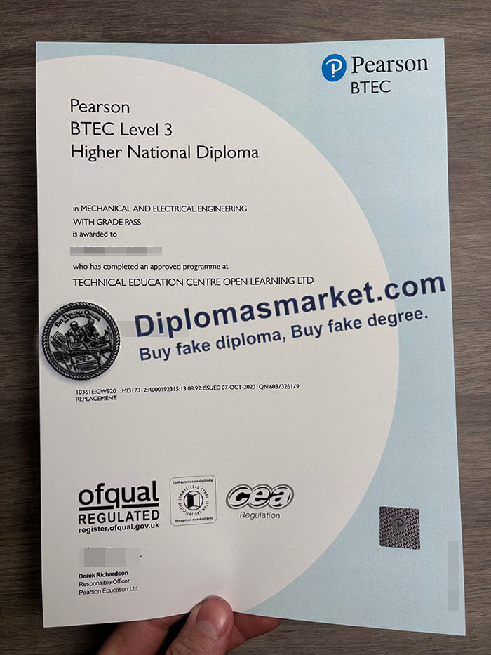 Buy fake Pearson Btec Level 3 Higher National diploma