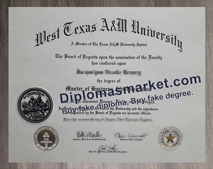 West Texas A&M University diploma