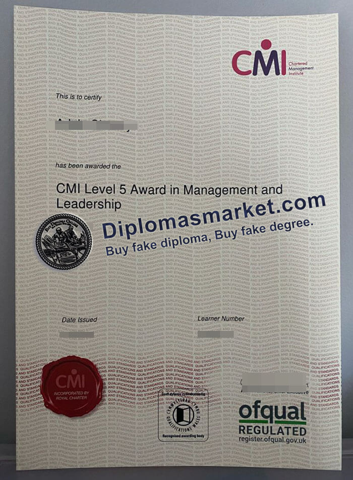 Chartered Management Institute certificate