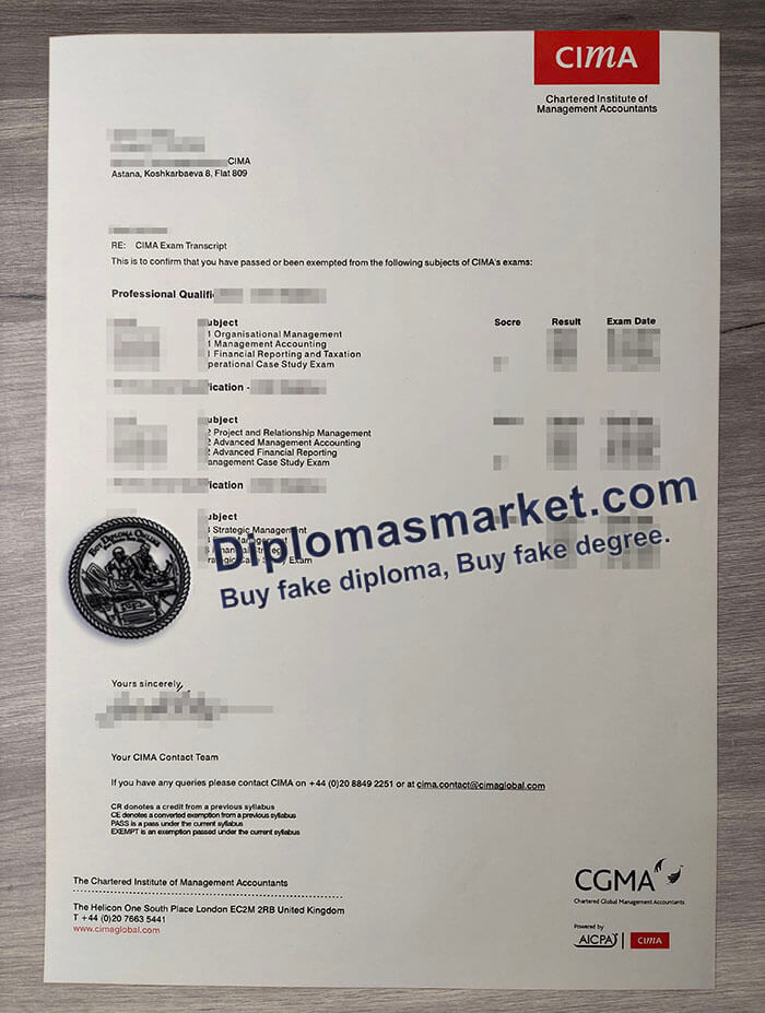 Chartered Institute of Management Accountants certificate