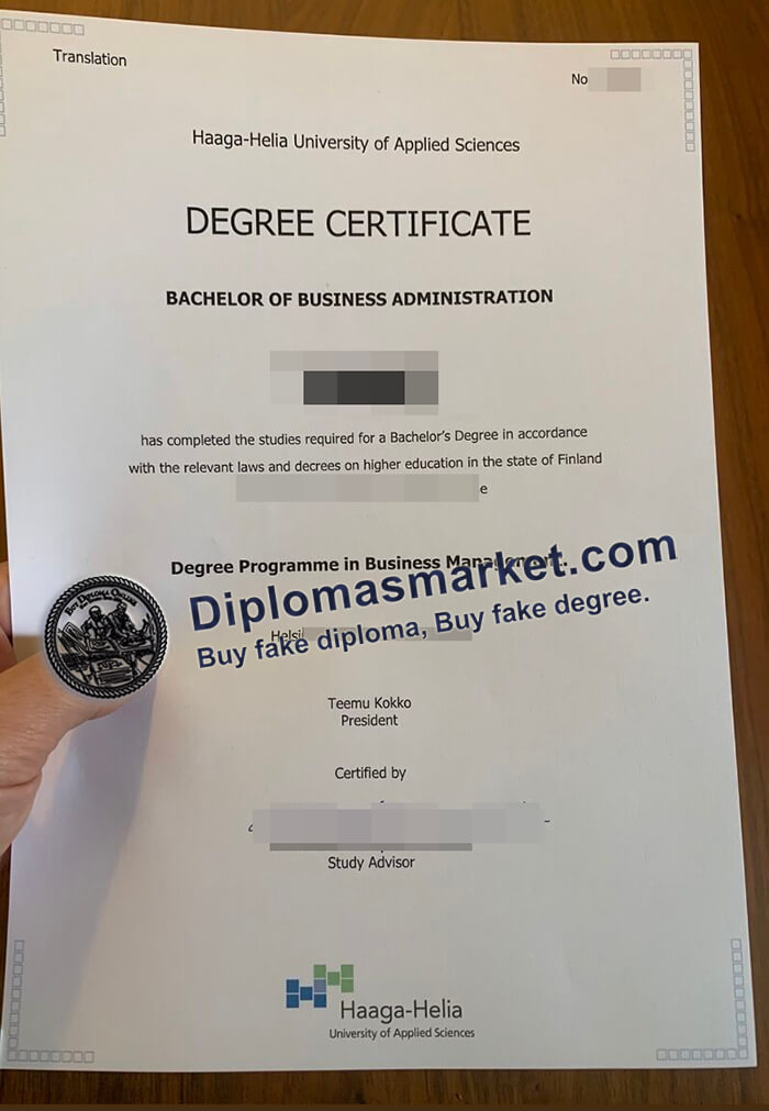 Haaga Helia University of Applied Sciences diploma